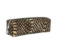 YWSOTRE Safari Africain Noir Or Python Peau Animale Sépia, Trousse à Crayons, étui à stylos, Sac à Crayons en Cuir Portable avec Pochette à cosmétiques à Fermeture éclair