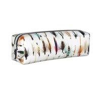 YWSOTRE Sélection de Poissons Blancs de Mouches de pêche à la Truite Traditionnelles, Trousse à Crayons, étui à stylos, Sac à Crayons en Cuir Portable avec Pochette à cosmétiques à Fermeture éclair