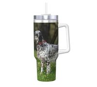 YWSOTRE Setter anglais Pelouse Animaux Chiens Setter anglais,Bouteille d'eau en acier inoxydable avec poignée Ice Bully Cup 40 oz