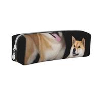 YWSOTRE Shiba InuAkita Inu, Trousse à Crayons, étui à stylos, Sac à Crayons en Cuir Portable avec Pochette à cosmétiques à Fermeture éclair
