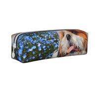 YWSOTRE Shih Tzu, Gros Plan, Trousse à Crayons, étui à stylos, Sac à Crayons en Cuir Portable avec Pochette à cosmétiques à Fermeture éclair