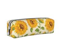 YWSOTRE Sories de Tournesol fraîches imprimées, Trousse à Crayons, étui à stylos, Sac à Crayons en Cuir Portable avec Pochette à cosmétiques à Fermeture éclair