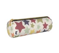 YWSOTRE Surface colorée étoile, Trousse à Crayons Étui à Stylo cylindrique Sac à Crayons en Cuir Portable avec Sac à cosmétiques à Fermeture éclair
