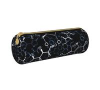 YWSOTRE Symboles de Chimie Chimique, Trousse à Crayons Étui à Stylo cylindrique Sac à Crayons en Cuir Portable avec Sac à cosmétiques à Fermeture éclair