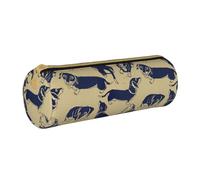 YWSOTRE Teckel drôle, Trousse à Crayons Étui à Stylo cylindrique Sac à Crayons en Cuir Portable avec Sac à cosmétiques à Fermeture éclair