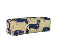YWSOTRE Teckel drôle, Trousse à Crayons, étui à stylos, Sac à Crayons en Cuir Portable avec Pochette à cosmétiques à Fermeture éclair