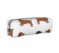 YWSOTRE Teckel Weiner Chiens de Compagnie imprimés, Trousse à Crayons, étui à stylos, Sac à Crayons en Cuir Portable avec Pochette à cosmétiques à Fermeture éclair