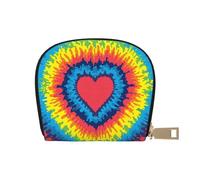 YWSOTRE Teinture Cravate Arc-en-Ciel Coeur Amour, Sac à Cartes en Cuir PU, Portefeuille Porte-Cartes de crédit, étui à Cartes
