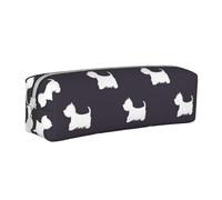 YWSOTRE Terrier des Highlands de l'Ouest, Trousse à Crayons, étui à stylos, Sac à Crayons en Cuir Portable avec Pochette à cosmétiques à Fermeture éclair