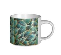 YWSOTRE Tissage texturé or et vert,Tasse en céramique grande capacité, tasse à thé, tasse à café 450 ml