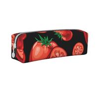 YWSOTRE Tomates Rouges, Trousse à Crayons, étui à stylos, Sac à Crayons en Cuir Portable avec Pochette à cosmétiques à Fermeture éclair