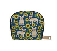 YWSOTRE Tournesols Bouledogue français, Sac à Cartes en Cuir PU, Portefeuille Porte-Cartes de crédit, étui à Cartes