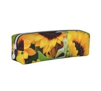 YWSOTRE Tournesols Floral, Trousse à Crayons, étui à stylos, Sac à Crayons en Cuir Portable avec Pochette à cosmétiques à Fermeture éclair