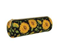 YWSOTRE Tournesols Mignons, Trousse à Crayons Étui à Stylo cylindrique Sac à Crayons en Cuir Portable avec Sac à cosmétiques à Fermeture éclair
