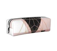 YWSOTRE Triangle Géométrique en Marbre Or Rose, Trousse à Crayons, étui à stylos, Sac à Crayons en Cuir Portable avec Pochette à cosmétiques à Fermeture éclair