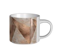YWSOTRE Triangles marbrés en feuille de cuivre et or rose blush,Tasse en céramique grande capacité, tasse à thé, tasse à café 450 ml