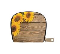 YWSOTRE Trois tournesols sur Bois, Sac à Cartes en Cuir PU, Portefeuille Porte-Cartes de crédit, étui à Cartes