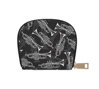 YWSOTRE Trompettes de Croquis Noir et Blanc, Sac à Cartes en Cuir PU, Portefeuille Porte-Cartes de crédit, étui à Cartes