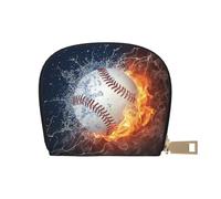 YWSOTRE Une Photo d'une Balle de Baseball dans l'eau et Le feu, Sac à Cartes en Cuir PU, Portefeuille Porte-Cartes de crédit, étui à Cartes