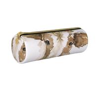 YWSOTRE Vache Aquarelle Mignonne, Trousse à Crayons Étui à Stylo cylindrique Sac à Crayons en Cuir Portable avec Sac à cosmétiques à Fermeture éclair