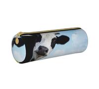 YWSOTRE Vache drôle, Trousse à Crayons Étui à Stylo cylindrique Sac à Crayons en Cuir Portable avec Sac à cosmétiques à Fermeture éclair
