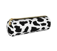 YWSOTRE Vache (Petits caractères), Trousse à Crayons Étui à Stylo cylindrique Sac à Crayons en Cuir Portable avec Sac à cosmétiques à Fermeture éclair