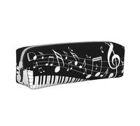 YWSOTRE Vague de Notes de Musique, Trousse à Crayons, étui à stylos, Sac à Crayons en Cuir Portable avec Pochette à cosmétiques à Fermeture éclair