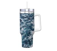 YWSOTRE Vagues Écume de mer Eau,Bouteille d'eau en acier inoxydable avec poignée Ice Bully Cup 40 oz