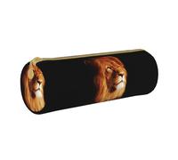YWSOTRE Visage de Lion en colère, Trousse à Crayons Étui à Stylo cylindrique Sac à Crayons en Cuir Portable avec Sac à cosmétiques à Fermeture éclair