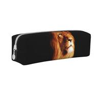 YWSOTRE Visage de Lion en colère, Trousse à Crayons, étui à stylos, Sac à Crayons en Cuir Portable avec Pochette à cosmétiques à Fermeture éclair