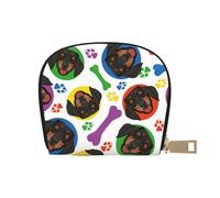 YWSOTRE Visage de Teckel ludique, Sac à Cartes en Cuir PU, Portefeuille Porte-Cartes de crédit, étui à Cartes