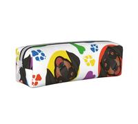 YWSOTRE Visage de Teckel ludique, Trousse à Crayons, étui à stylos, Sac à Crayons en Cuir Portable avec Pochette à cosmétiques à Fermeture éclair