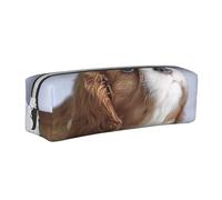 YWSOTRE Visage d'épagneul Cavalier King Charles, Trousse à Crayons, étui à stylos, Sac à Crayons en Cuir Portable avec Pochette à cosmétiques à Fermeture éclair