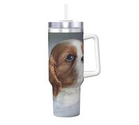 YWSOTRE Visage du Cavalier King Charles Spaniel,Bouteille d'eau en acier inoxydable avec poignée Ice Bully Cup 40 oz