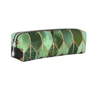 YWSOTRE Vitrail Vert, Trousse à Crayons, étui à stylos, Sac à Crayons en Cuir Portable avec Pochette à cosmétiques à Fermeture éclair