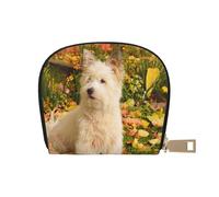 YWSOTRE Westie Automne West Highland White Terrier Chiens, Sac à Cartes en Cuir PU, Portefeuille Porte-Cartes de crédit, étui à Cartes