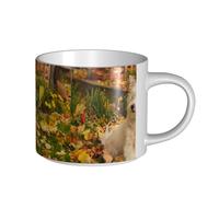 YWSOTRE Westie Automne West Highland White Terrier Chiens,Tasse en céramique grande capacité, tasse à thé, tasse à café 450 ml