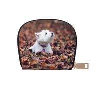 YWSOTRE Westie Bokeh Chiens West Highland White Terrier, Sac à Cartes en Cuir PU, Portefeuille Porte-Cartes de crédit, étui à Cartes