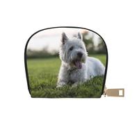 YWSOTRE Westie Lawn Chiens West Highland White Terrier, Sac à Cartes en Cuir PU, Portefeuille Porte-Cartes de crédit, étui à Cartes