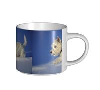 YWSOTRE Westie Winter West Highland White Terrier Chiens,Tasse en céramique grande capacité, tasse à thé, tasse à café 450 ml