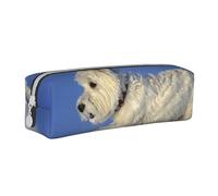 YWSOTRE Westie Winter West Highland White Terrier Chiens, Trousse à Crayons, étui à stylos, Sac à Crayons en Cuir Portable avec Pochette à cosmétiques à Fermeture éclair