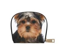YWSOTRE Yorkshire Terrier se Trouve sur Blanc, Sac à Cartes en Cuir PU, Portefeuille Porte-Cartes de crédit, étui à Cartes