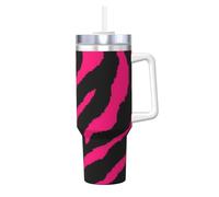 YWSOTRE Zèbre rose noir,Bouteille d'eau en acier inoxydable avec poignée Ice Bully Cup 40 oz