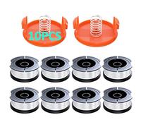 YWTESCH Line Débroussailleuse Bobine de Rechange, 9,1 m 0,2 cm Fil Débroussailleuse Ligne Bobine de Rechange pour Black + Decker Rogneuse à Cordes, Lot de 9 (8 Bobine de Rechange, 1 Tondeuse Cap)