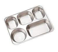 YXADGML Assiettes en Acier Inoxydable Assiette à dîner en acier inoxydable, épaisse et approfondie, à cinq compartiments, for restauration rapide, boîte à repas compartimentée(1pcs)