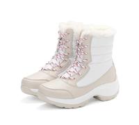 YXADGML Bottes De Neige Femme Bottes de neige souples for femmes, chaussures à plateforme for dames, bottes mi-hautes, grande taille, bottes d'hiver for filles(White,42)