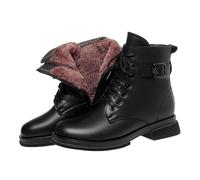 YXADGML Bottes De Neige Femme Bottes d'hiver en laine for femmes, chaussures chaudes en cuir, bottes de motard, grande taille, bottes de neige for dames(Black fluff,37)