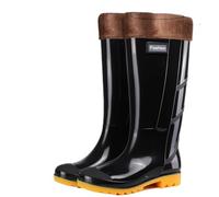 YXADGML Bottes De Pluie Hautes Bottes de pluie montantes camouflage for homme, antidérapantes, for la protection du travail, for l'extérieur, for chantier(Black wool mouth cover,41)