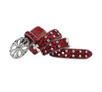 YXADGML Ceinture A Paillette Ceinture à strass motif léopard, cloutée de cristaux et diamants, style western vintage, style cowgirl, cowboy, unisexe(115CM,Cross01-Red)