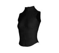 YXADGML Débardeur Sport Femme Athlétique Zip Up Sweat Gilet Veste sans Manches Course Dessus De Yoga Col Haut Chemises Haut De Sport Fitness Femmes Hauts D'entraînement(Black,S)